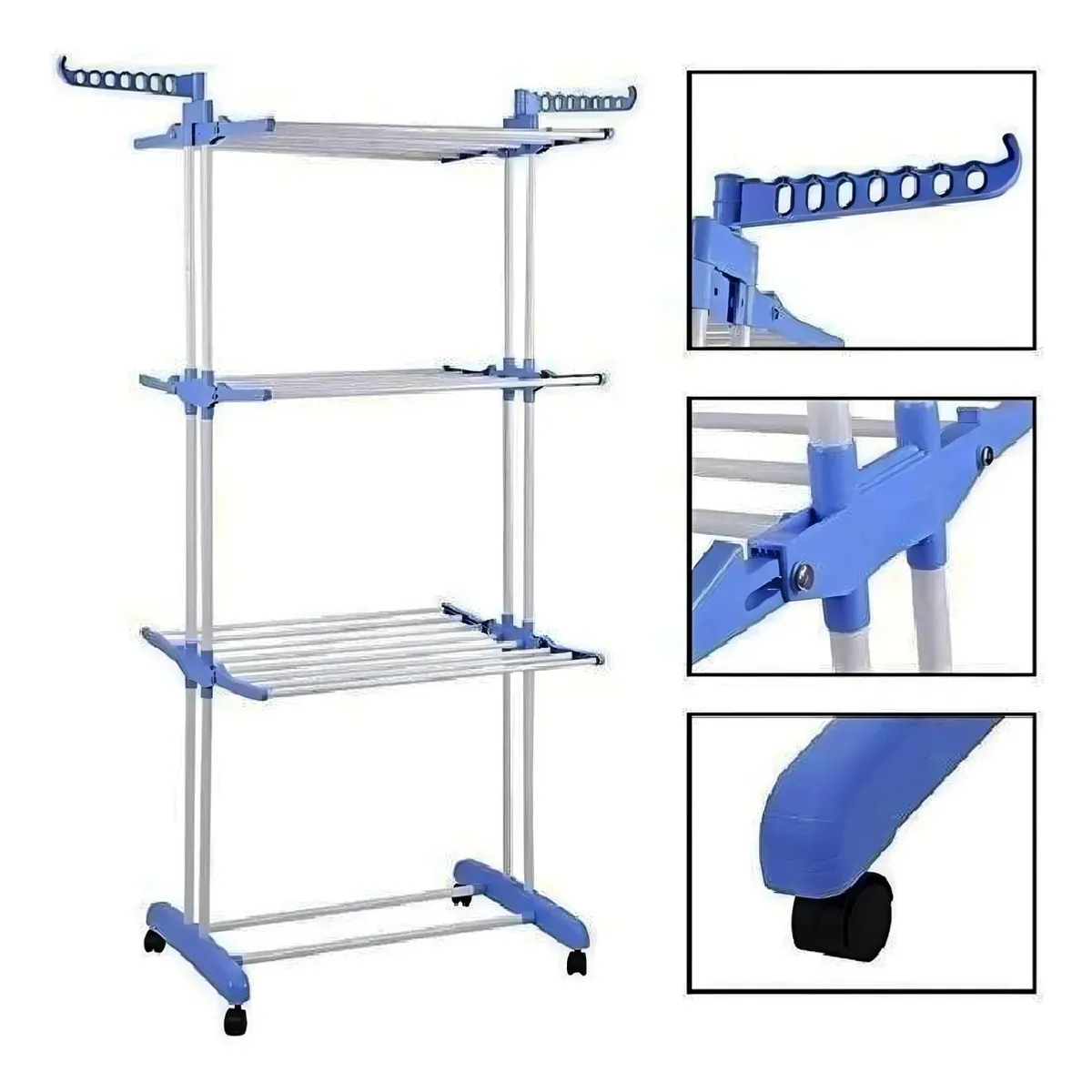 SHOP EHOME BAG - Tendedero Vertical de 3 Niveles 170 x 126 x 64 cm Color Azul
