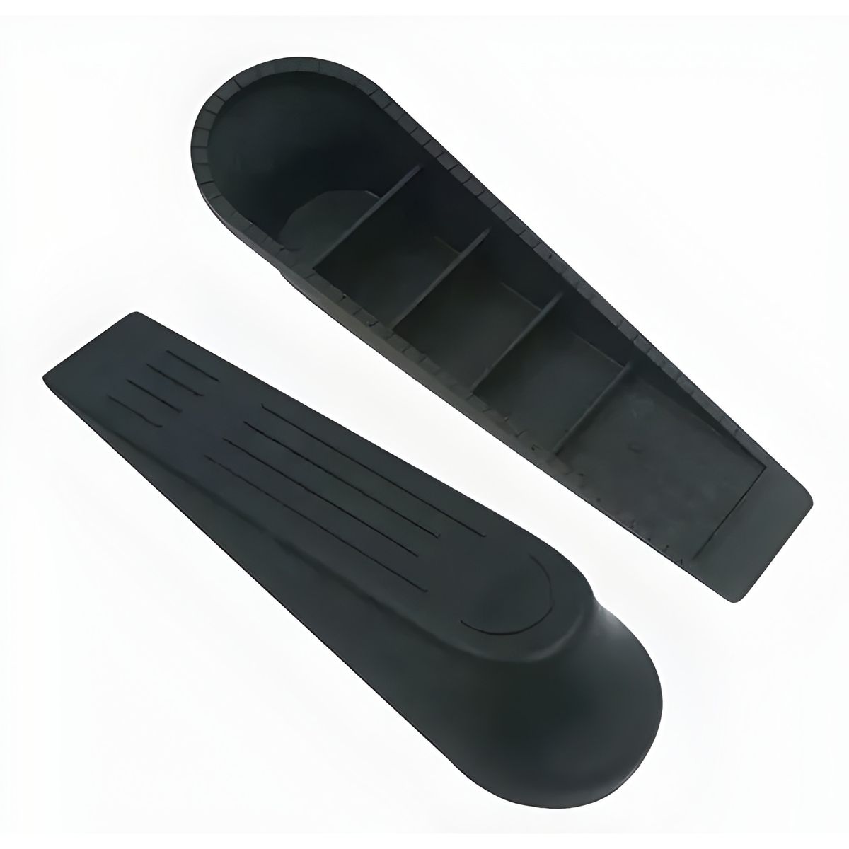 GENERICO - Pack 4 Topes Puerta Plástico Antigolpe Cuña Negro