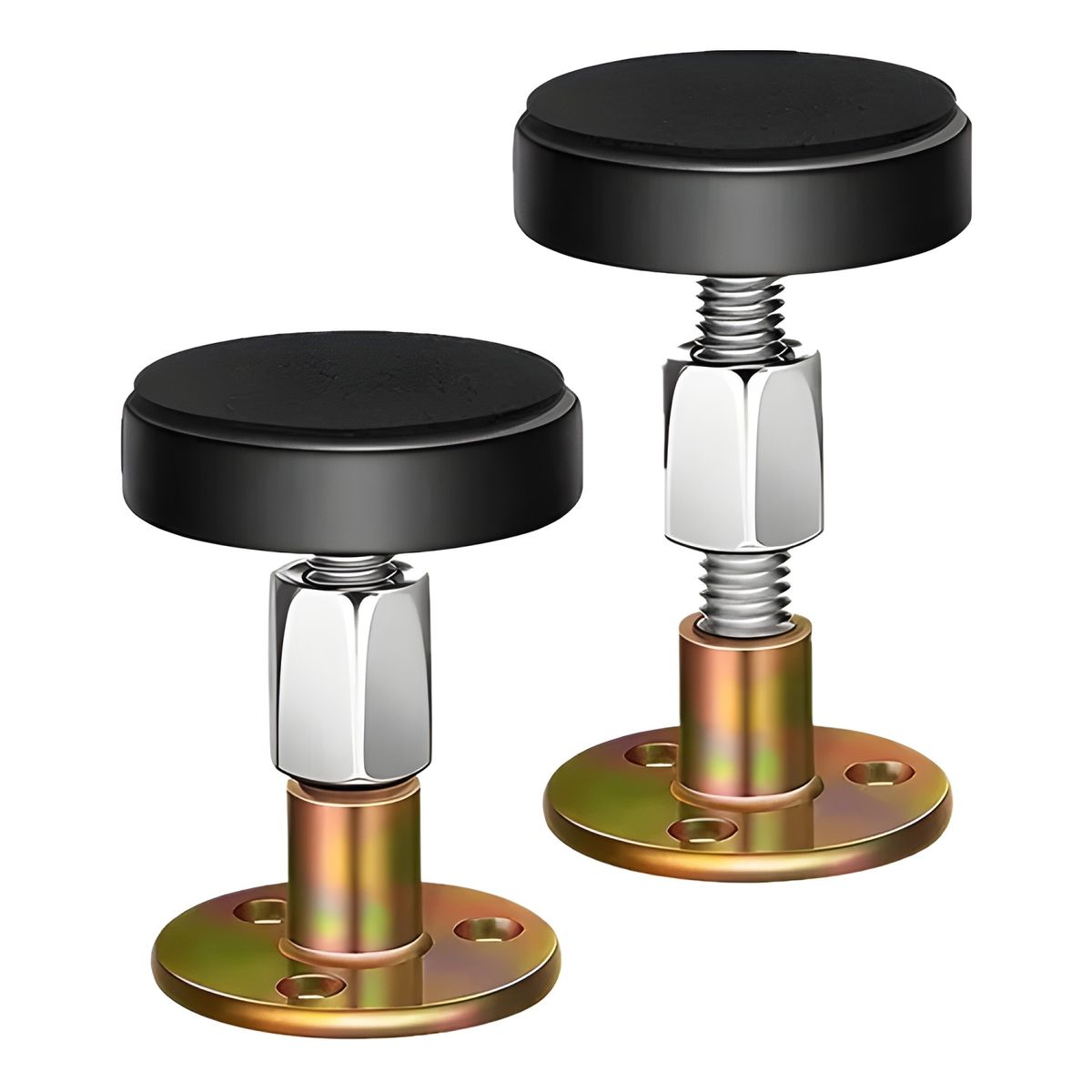 GENERICO - 2 Topes Ajustables Antivibración Para Muebles Negro