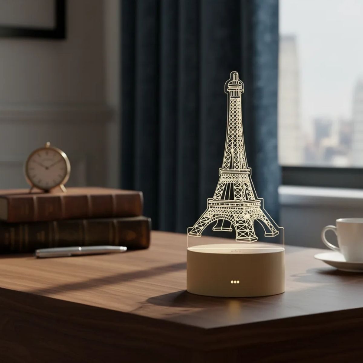 GENERICO - Lámpara De Mesa 3d Torre Eiffel Decoracion Luz Led 18cm