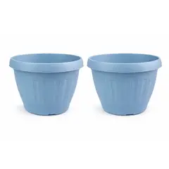 GENERICO - Pack 2 Maceteros Plástico Redondo Azul Grey 19 cm