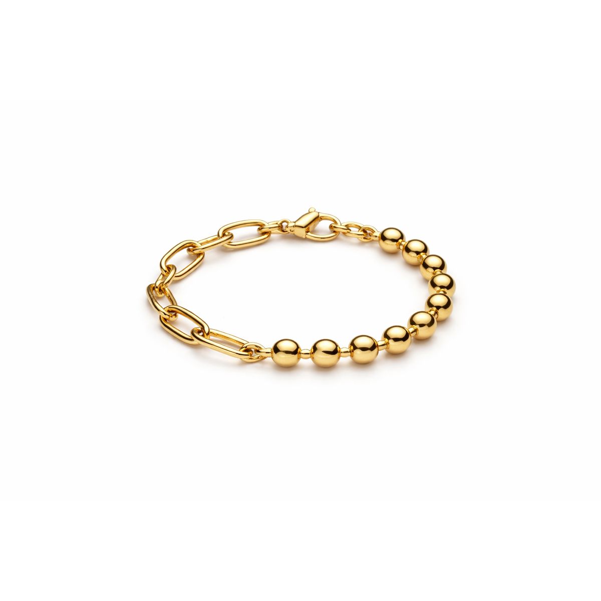 GENERICO - Pulsera Elegante de Diseño Mixto con Cuentas y Eslabones  Acabado Dorado