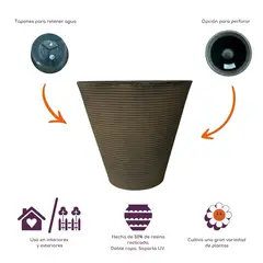 POTTERY - Macetero Grande Duna 30 Grafito