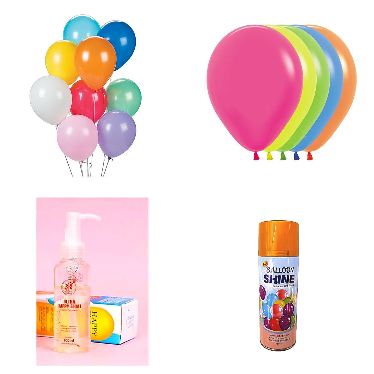 GLAM - Kit Globos Glam Neon + Clasicos + Sellador + Abrillantador
