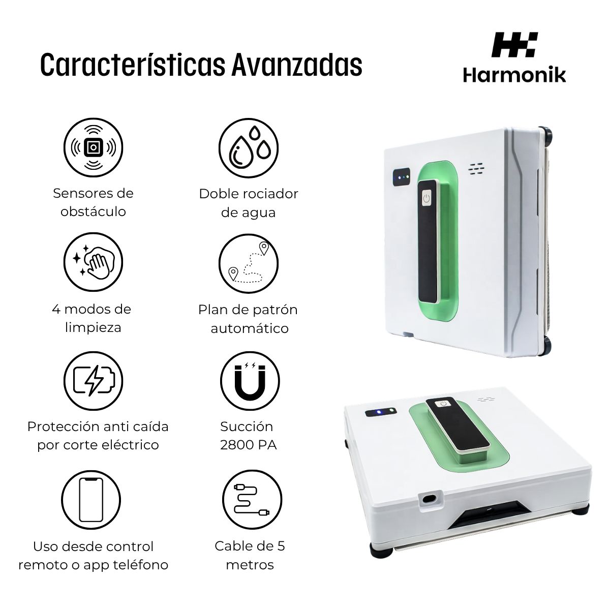 HARMONIK - Robot Limpia Vidrios Y Azulejos Inteligente Harmonik FO2-21