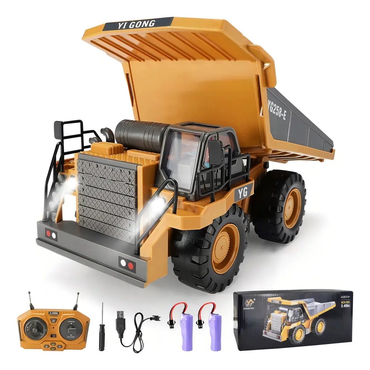 GENERICO - 124 9ch Camión Coche Volquete Rc Vehículo De Ingeniería Amarillo BELUG
