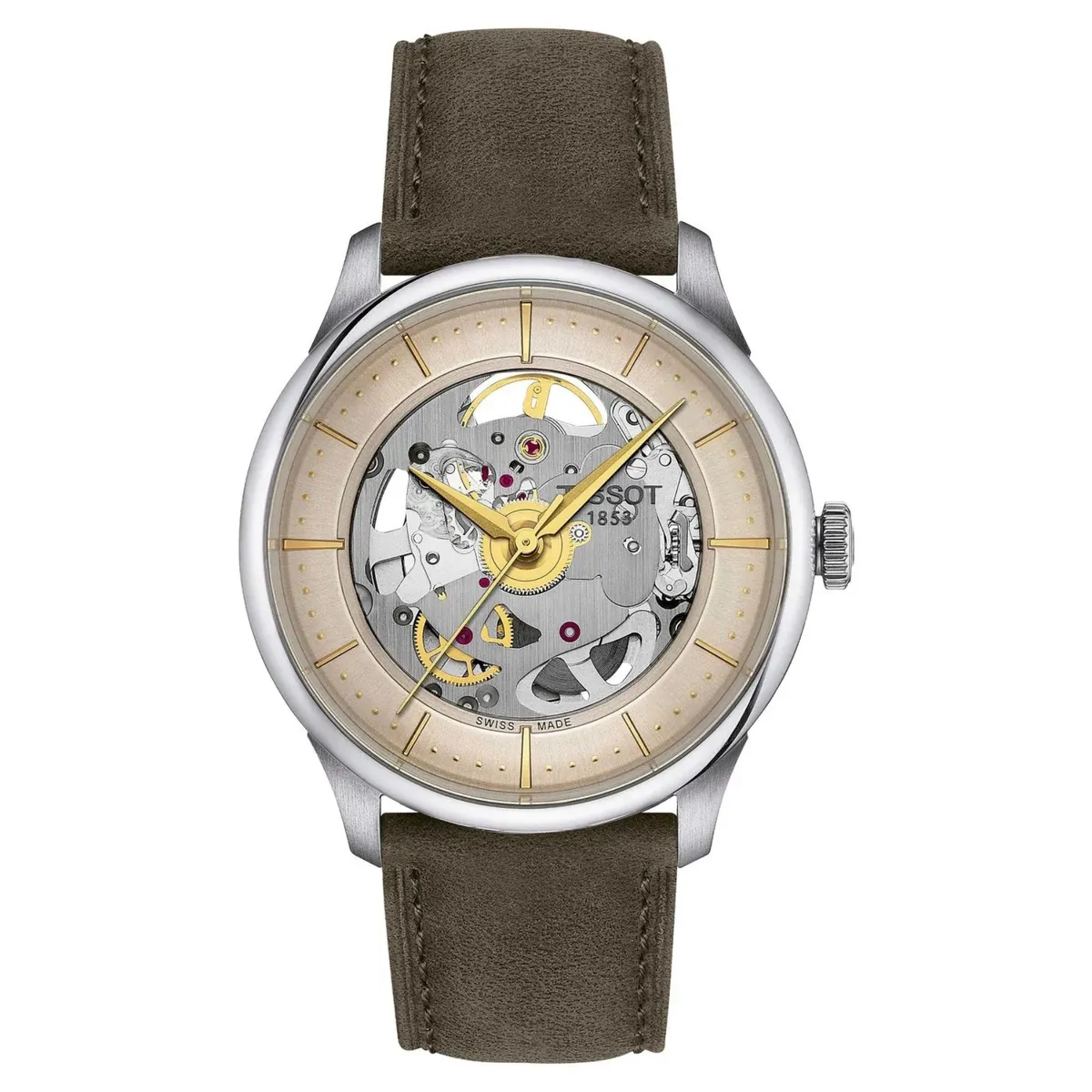 TISSOT - Reloj Tissot Chemin Des Tourelles Skeleton 39MM T1398361626100