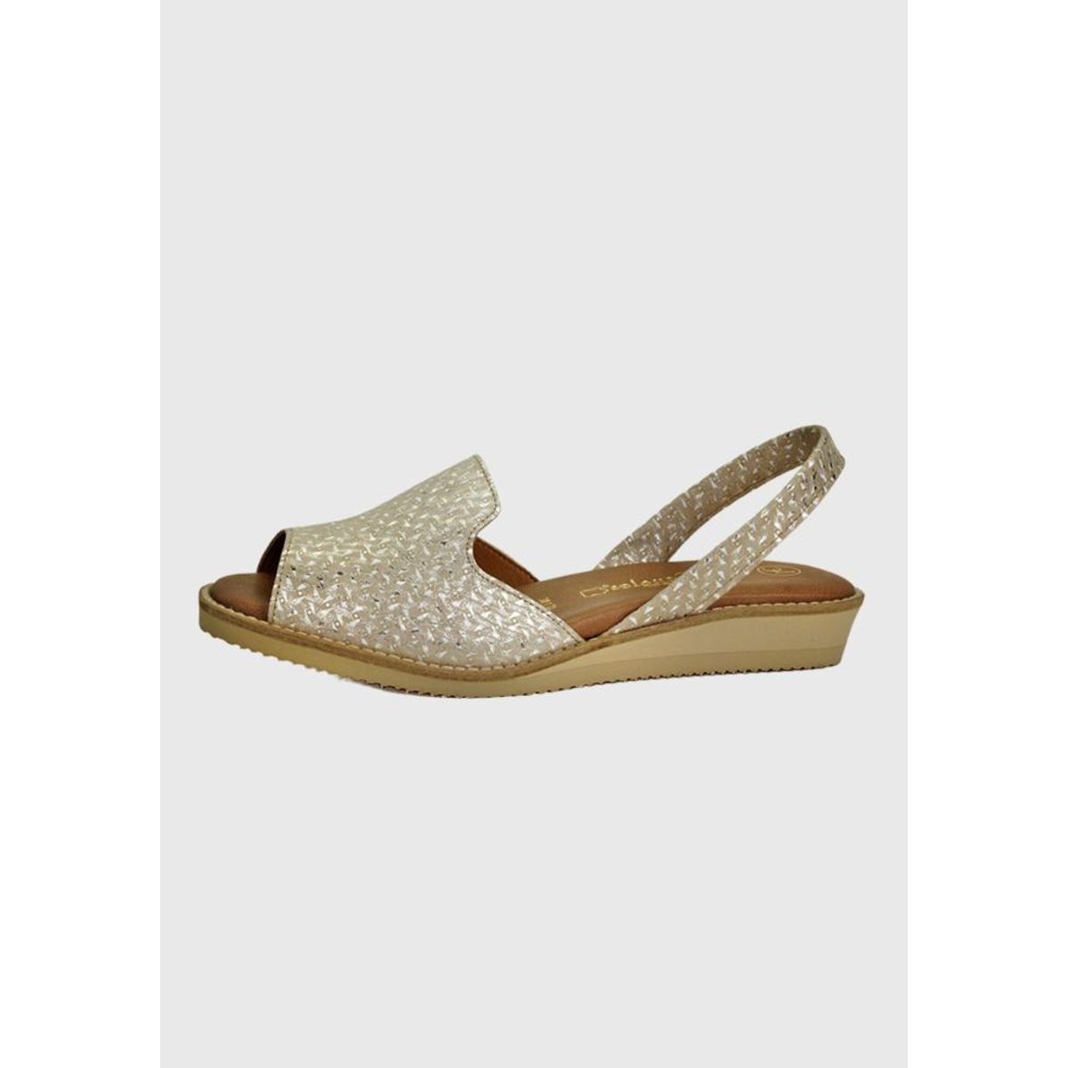 LOLA CANALES - Sandalia Cuero Gigi Beige metalizado