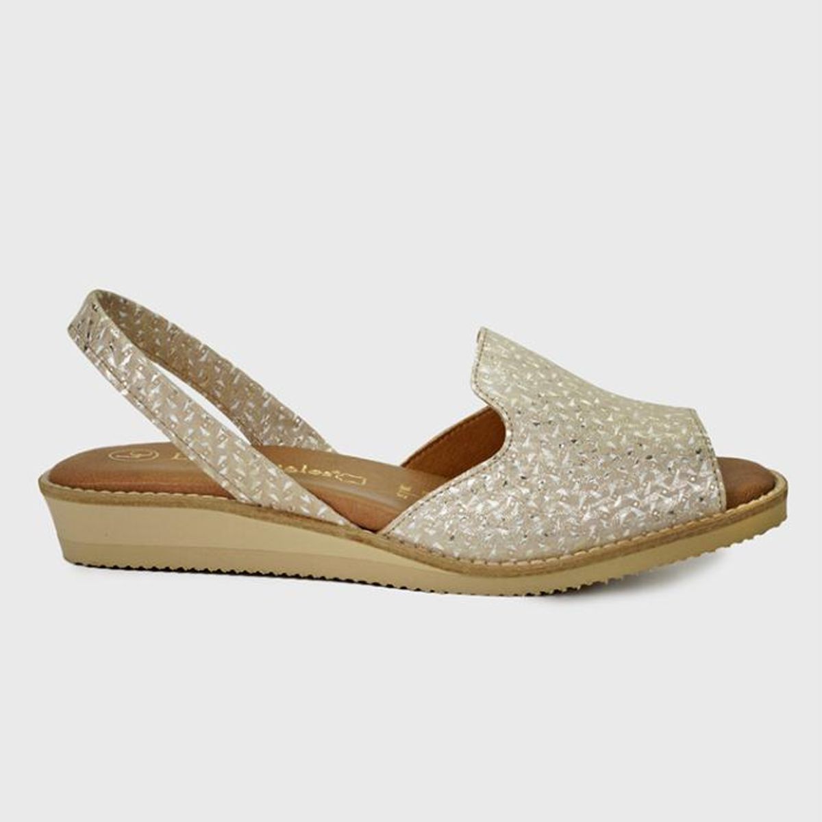 LOLA CANALES - Sandalia Cuero Gigi Beige metalizado