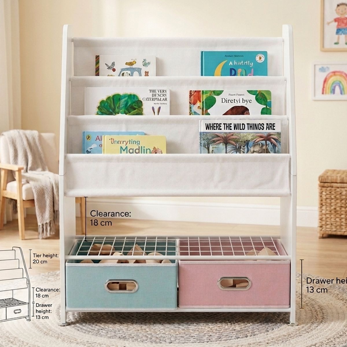 GENERICO - Libreria Cuica De Madera Con Cajones