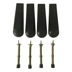 GENERICO - Pack 4 topes rectos con 4 cuñas para puerta negro