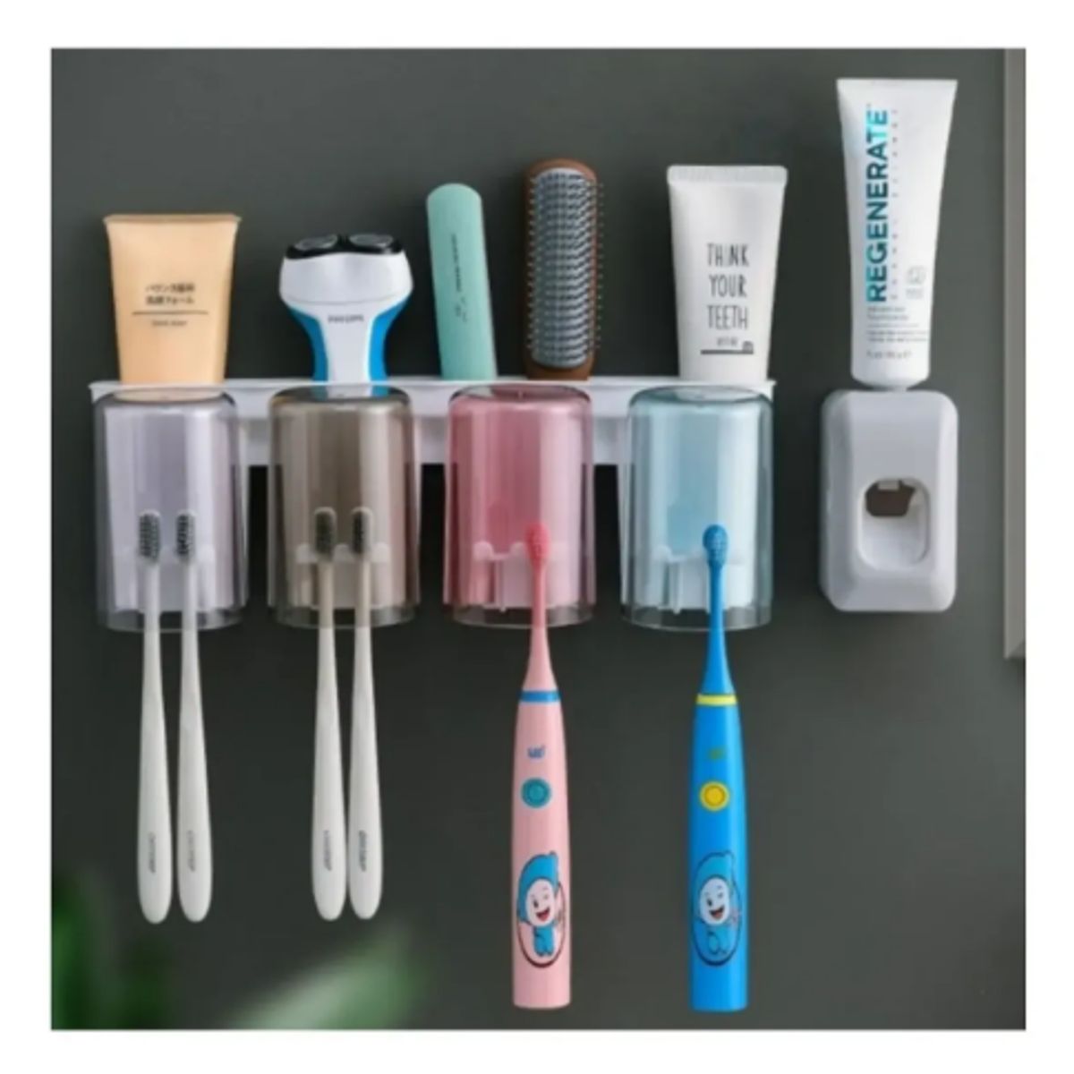 GENERICO - Porta Cepillo De Dientes Y Dispensador De Crema Dental