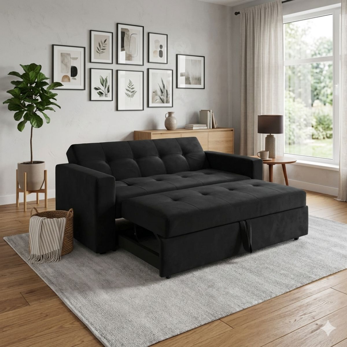 GENERICO - SOFA CAMA NOVUS TRES POSICIONES NEGRO FELPA