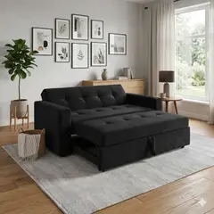 GENERICO - SOFA CAMA NOVUS TRES POSICIONES NEGRO FELPA