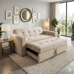 GENERICO - SOFA CAMA NOVUS TRES POSICIONES BEIGE FELPA