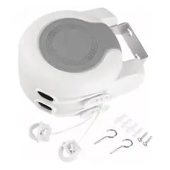 GENERICO - Tendedero Retráctil Colgador Ropa Pared Doble Linea Cuerda 13m
