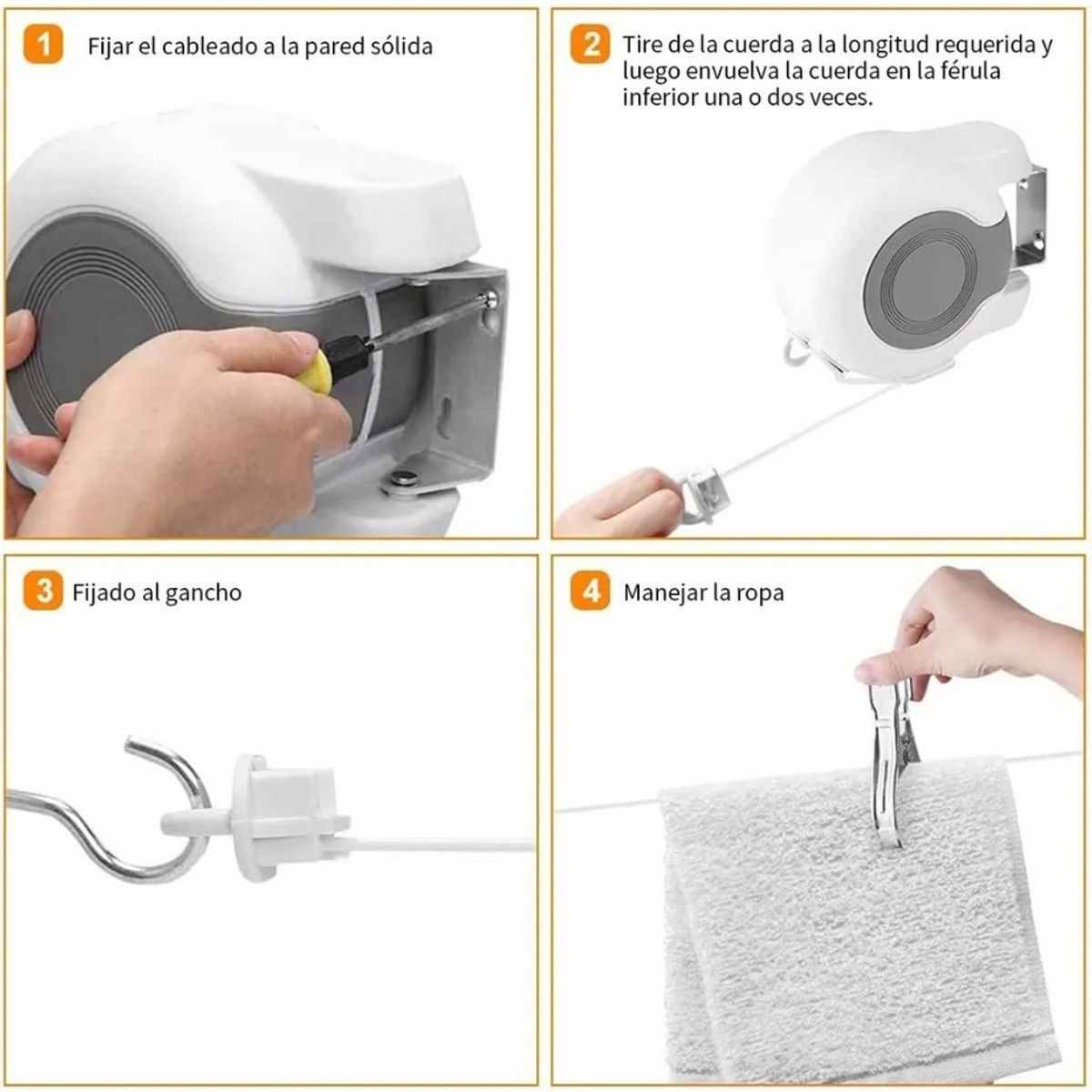 GENERICO - Tendedero Retráctil Colgador Ropa Pared Doble Linea Cuerda 13m