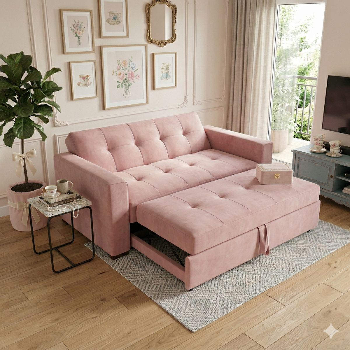 GENERICO - SOFA CAMA NOVUS TRES POSICIONES PALO ROSA FELPA