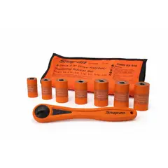 GENERICO - Juego de dados aislados no conductivos Snap‑on 8 pzs + trinquete chichara