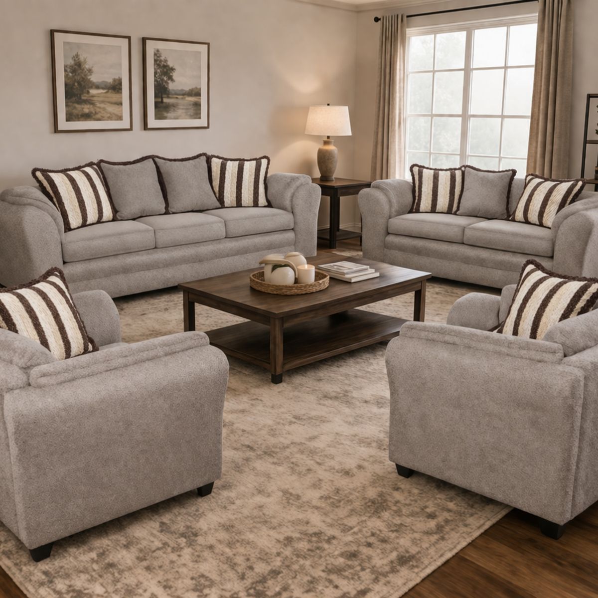 BLACK FACTORY - Juego de Living 3 2 1 1 Aconcagua Tela Beige
