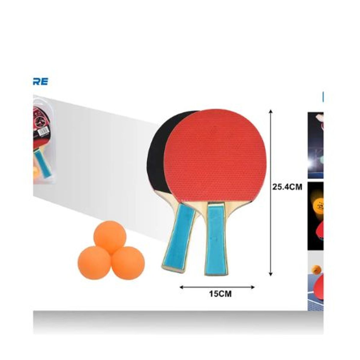GENERICO - RAQUETAS DE PING PONG + 3 PELOTAS