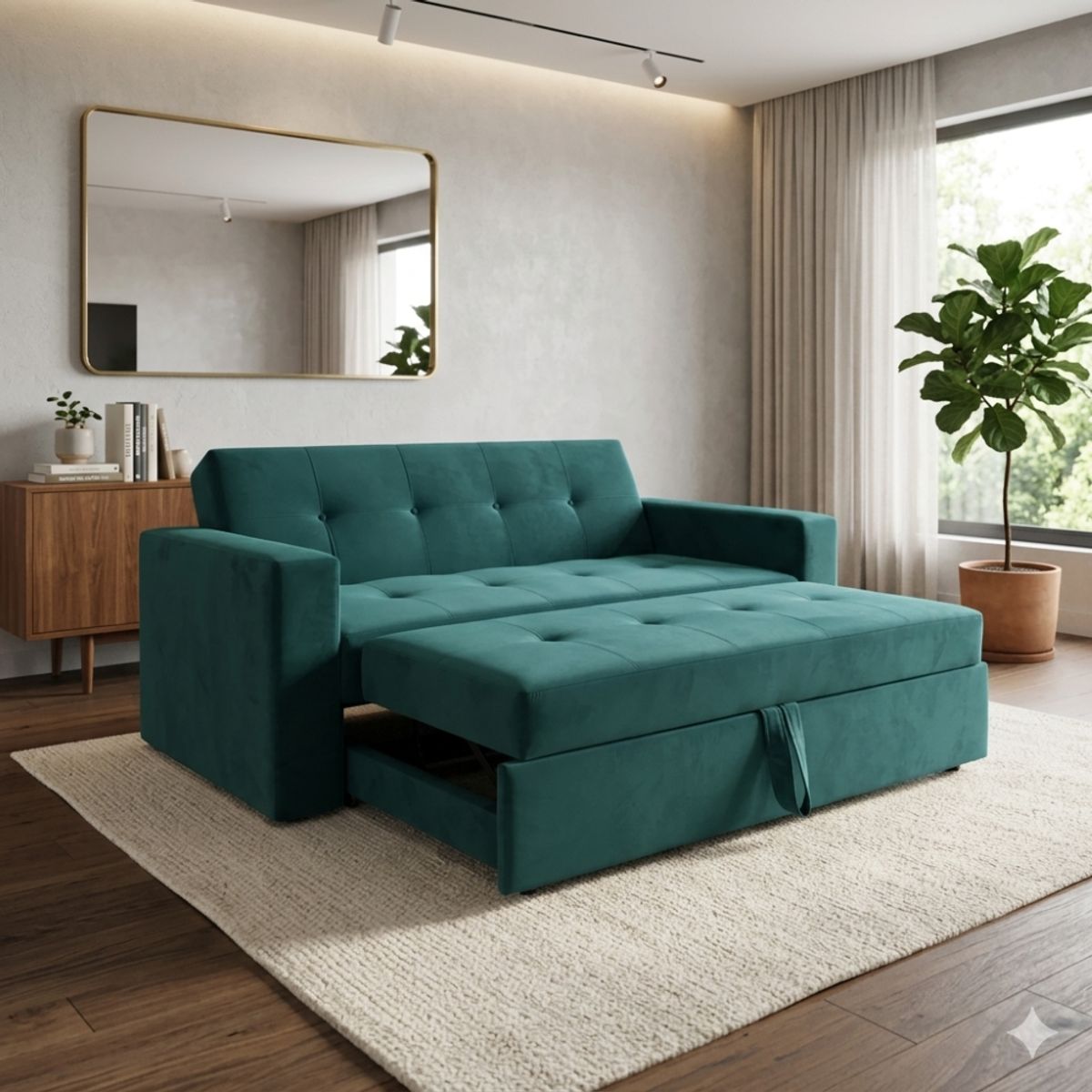 GENERICO - SOFA CAMA NOVUS TRES POSICIONES VERDE FELPA