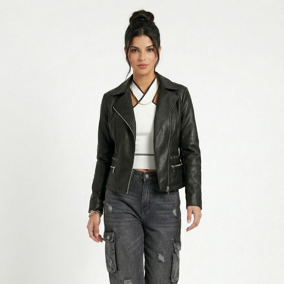 D'JOE - Chaqueta Ecocuero Aviadora Mujer Atenea