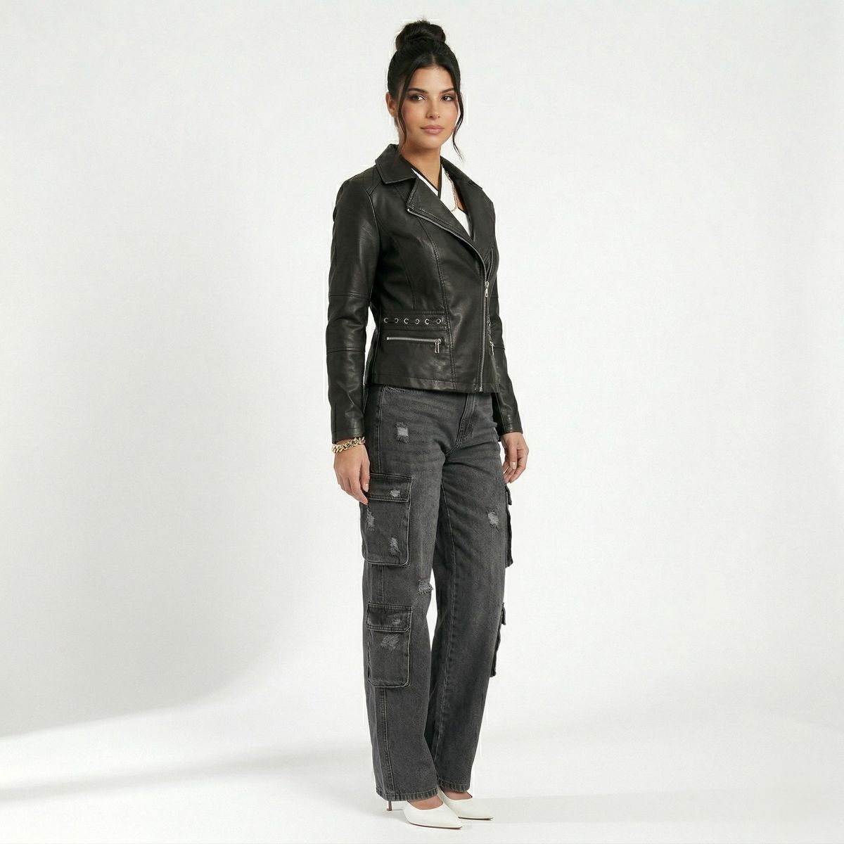 D'JOE - Chaqueta Ecocuero Aviadora Mujer Atenea
