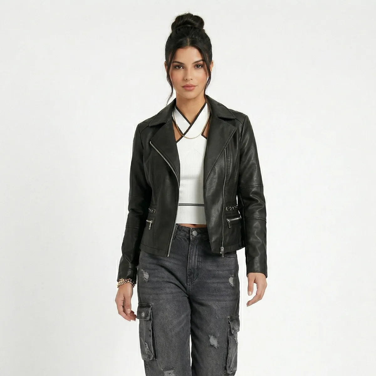 D'JOE - Chaqueta Ecocuero Aviadora Mujer Atenea