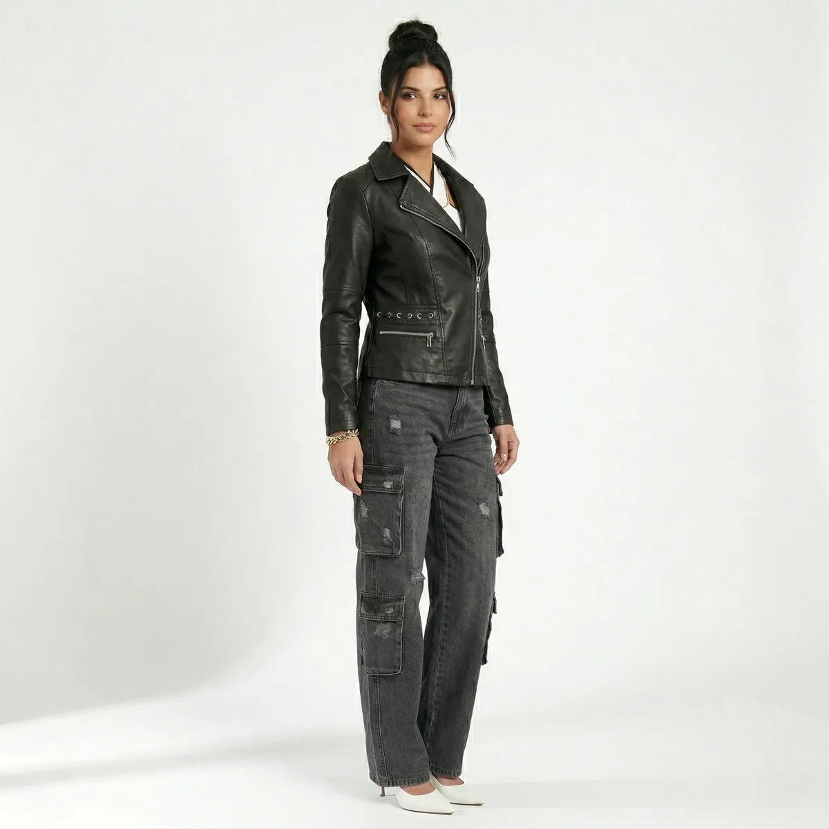 D'JOE - Chaqueta Ecocuero Aviadora Mujer Atenea