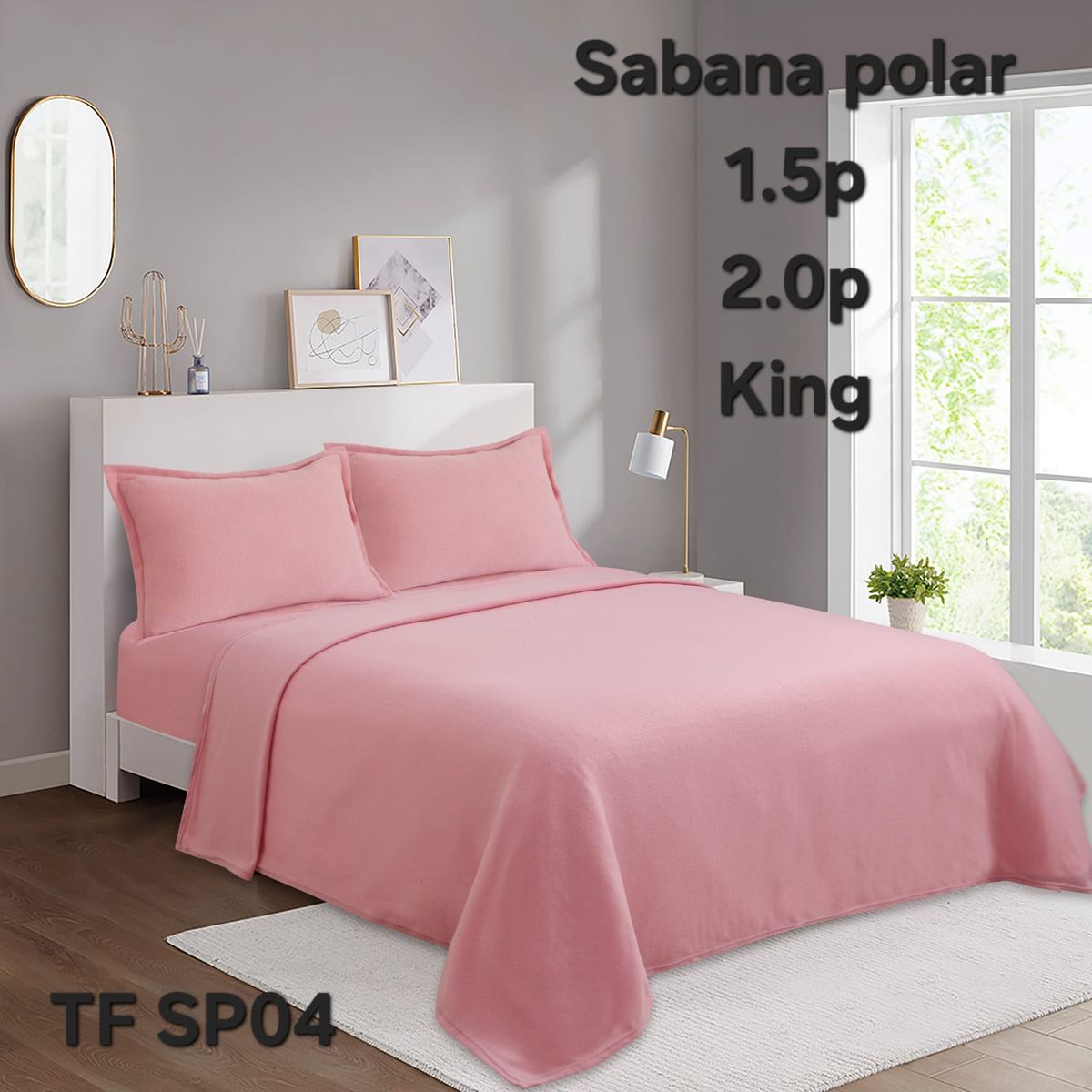 GENERICO - Sabana polar  liso color 2plazas + funda de almohadas