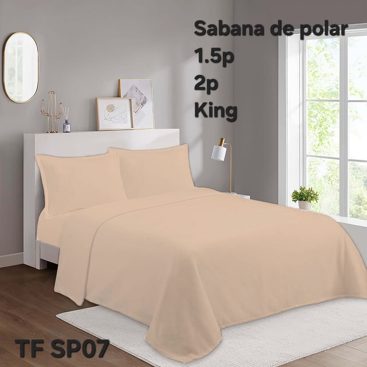 GENERICO - Sabana polar  liso color 2plazas + funda de almohadas