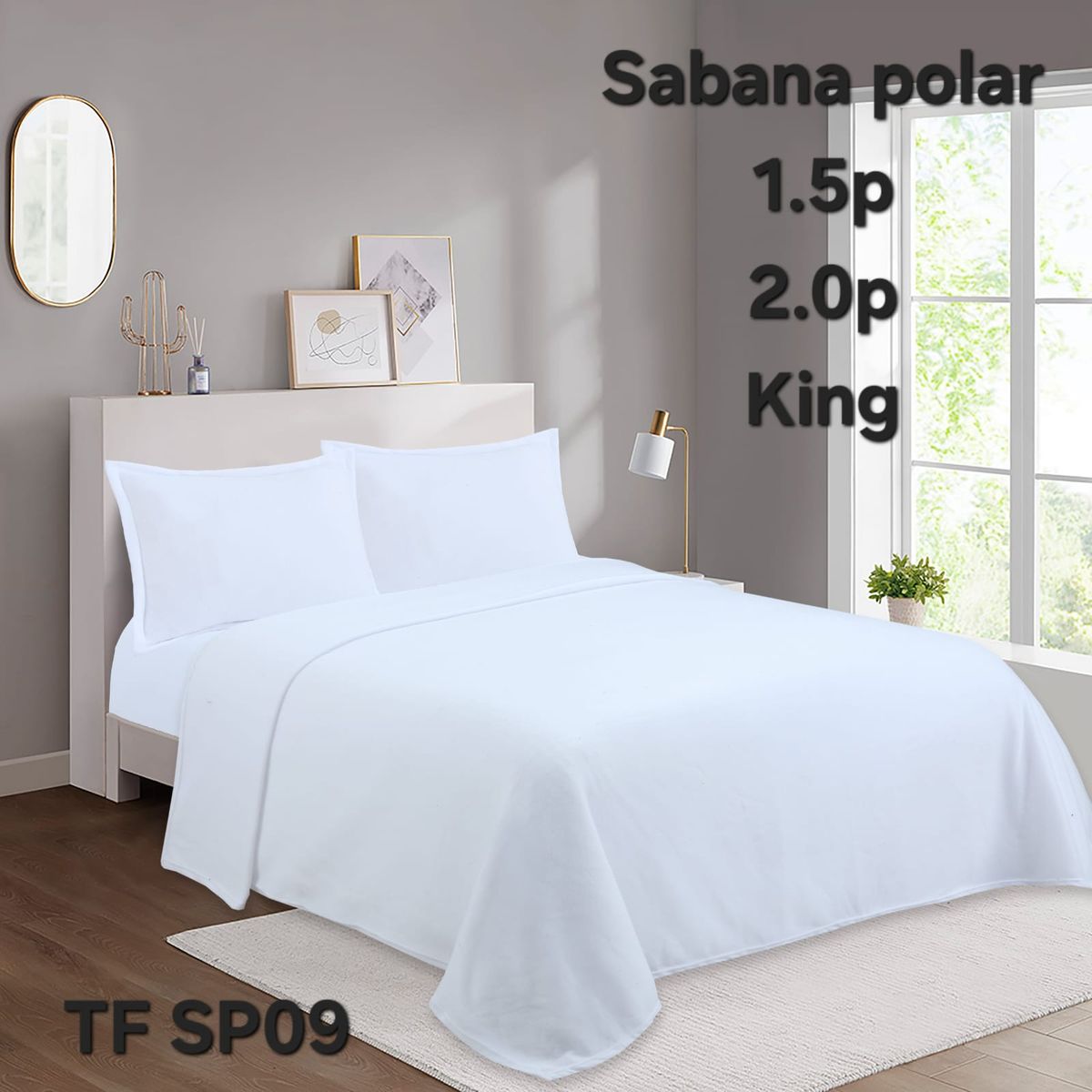 GENERICO - Sabana polar  liso color 2plazas + funda de almohadas