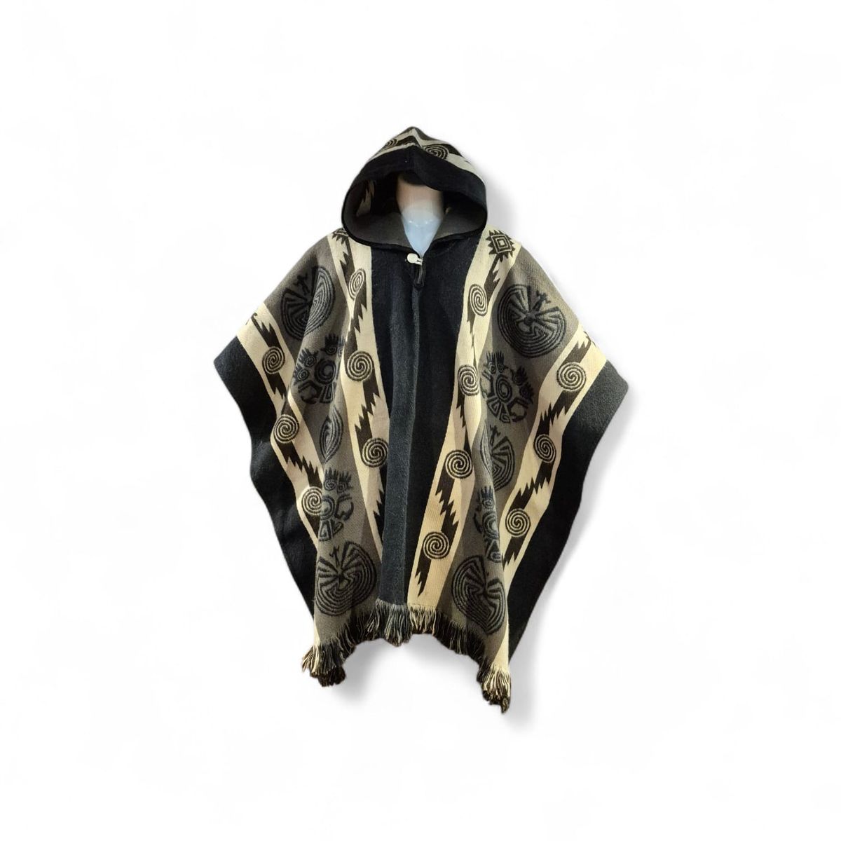 MORLAN - Poncho de Alpaca Lana Ecuatoriana Capucha Cálido Liviano