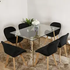 CORI CORI - Comedor Rubi 120x80cms + 6 Sillas Mariposa Velvet