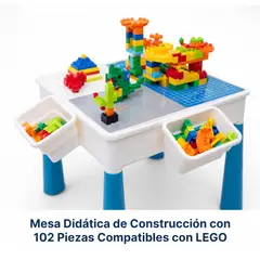 MOVI - Mesa de Juego con Silla y 102 Piezas de LEGO