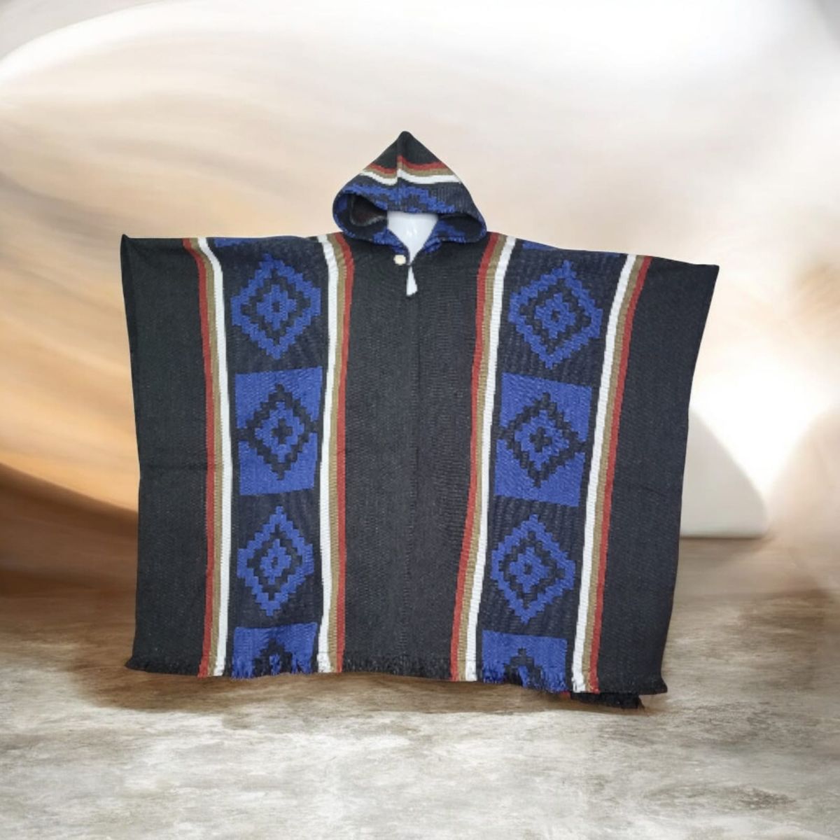 MORLAN - Poncho de Alpaca Lana Ecuatoriana Capucha Cálido Liviano