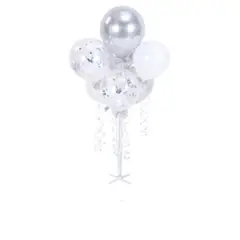 GENERICO - Set de globos con pedestal 7pcs plateado