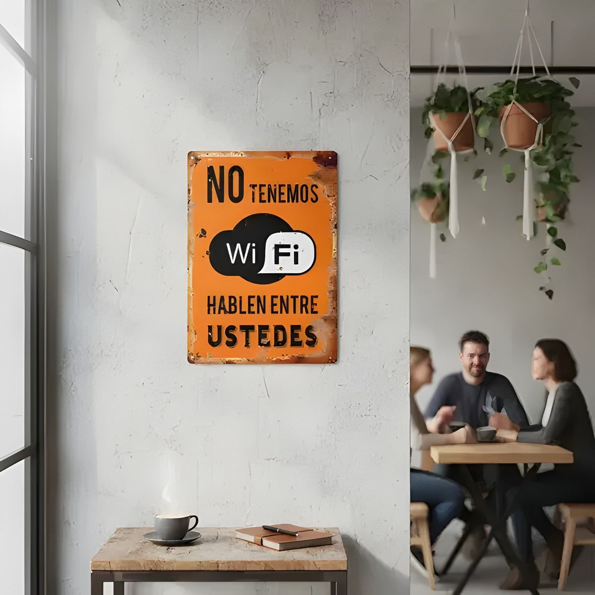 GENERICO - Cartel Metálico No Tenemos Wifi Blanco