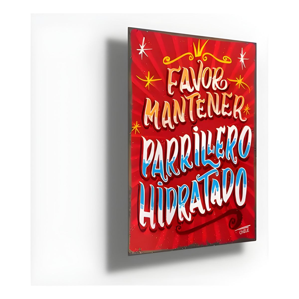 GENERICO - Cartel metálico parrillero hidratado grande Blanco