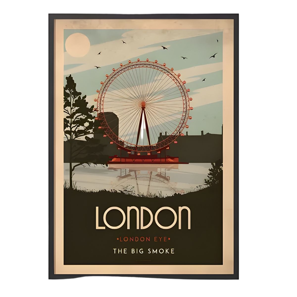 GENERICO - Cuadro Poster Londres Ojo De Londres 40x50 Cm Negro