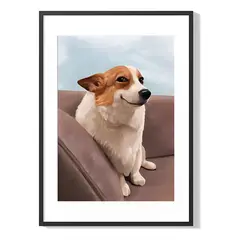 GENERICO - Cuadro póster perro corgi riendo 33x43 cm