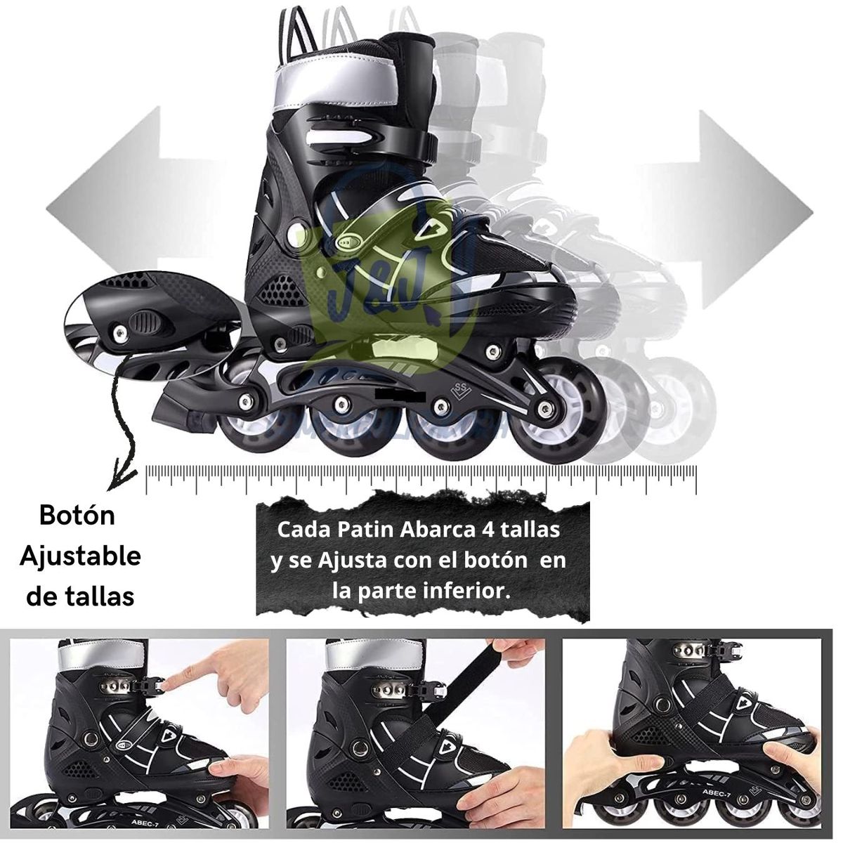 GENERICO - Patines Lineales De Niño mas Kit de Protección M 33 AL 36