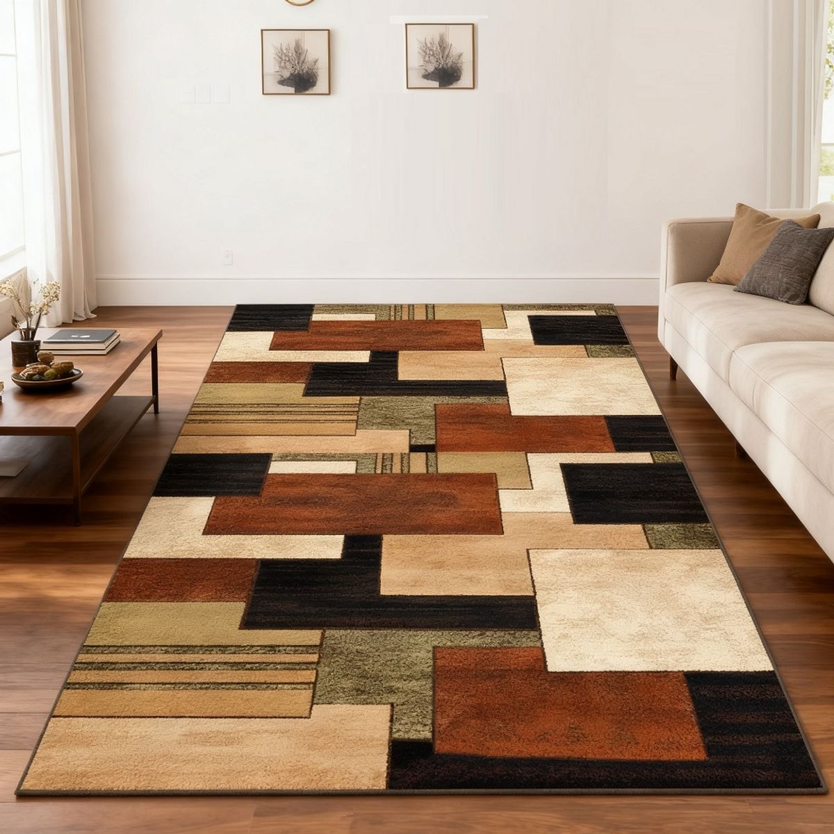 GENERICO - ALFOMBRA PARA LIVING 160X200 DISEÑO TETRIS ABSTRACTO MODERNA ELEGANTE WYM Z31