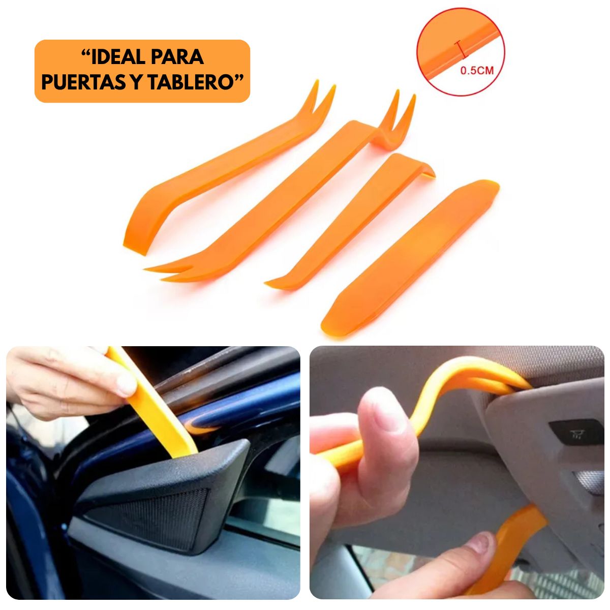 GENERICO - Kit Desmontaje Interior Auto 4 Piezas Herramientas Plásticas Paneles Sin Daño