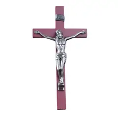 GENERICO - Crucifijo De Pared Madera Y Metal 15 Cm