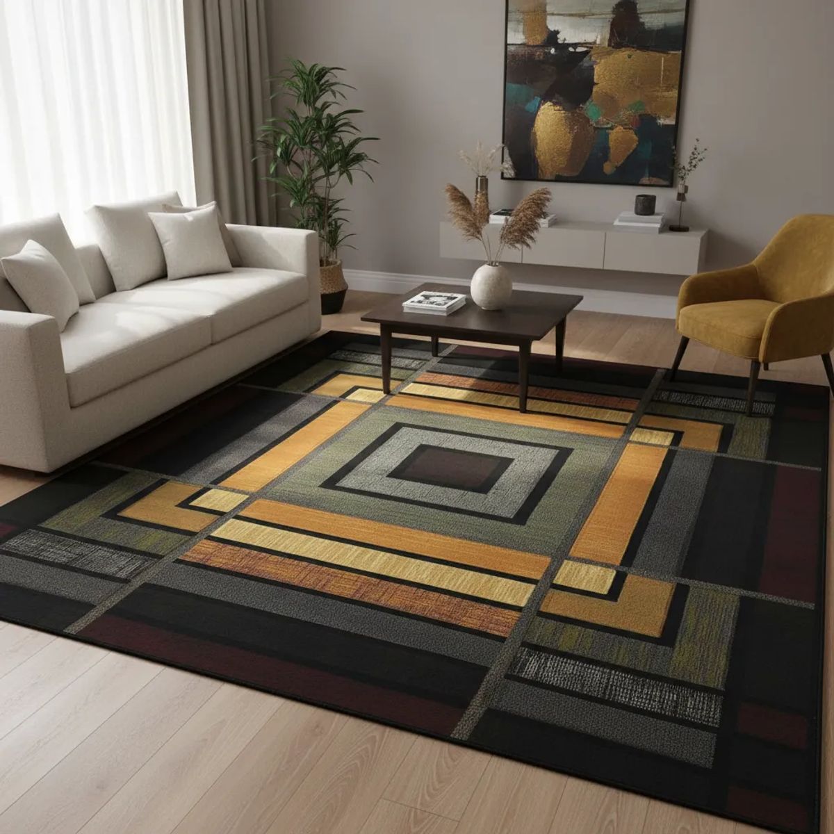 GENERICO - ALFOMBRA PARA LIVING 160X200 DISEÑO ESPIRAL GEOMETRICO MODERNA ELEGANTE WYM Z3