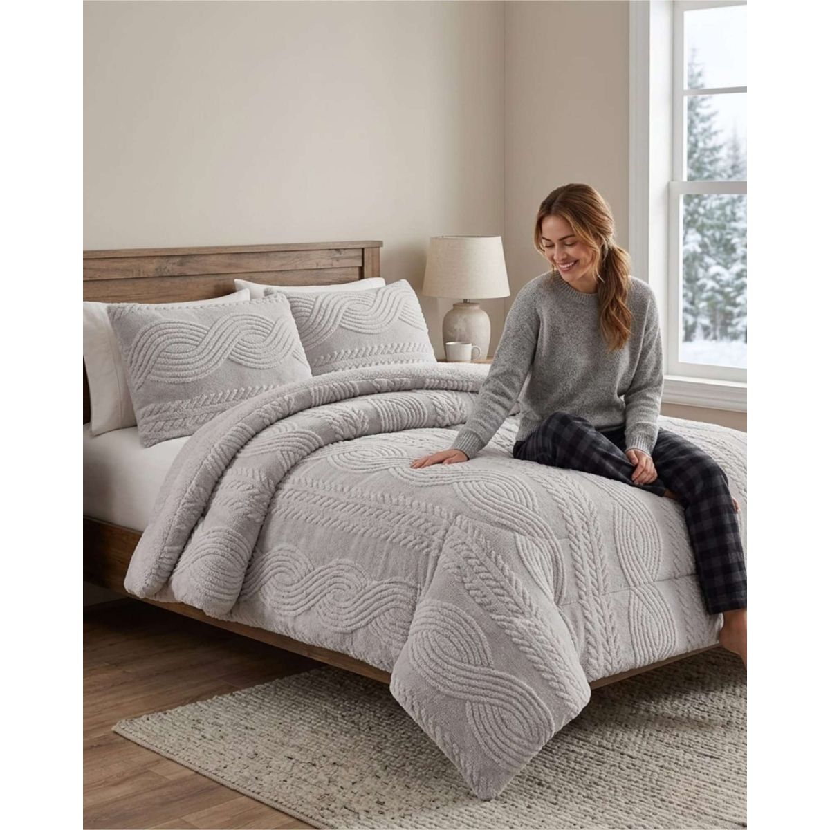 GENERICO - Cubrecama Trenzado Ultra Suave Invierno + Fundas