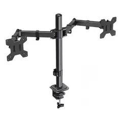 GENERICO - Brazo Soporte Doble Para 2 Monitores Base Escritorio
