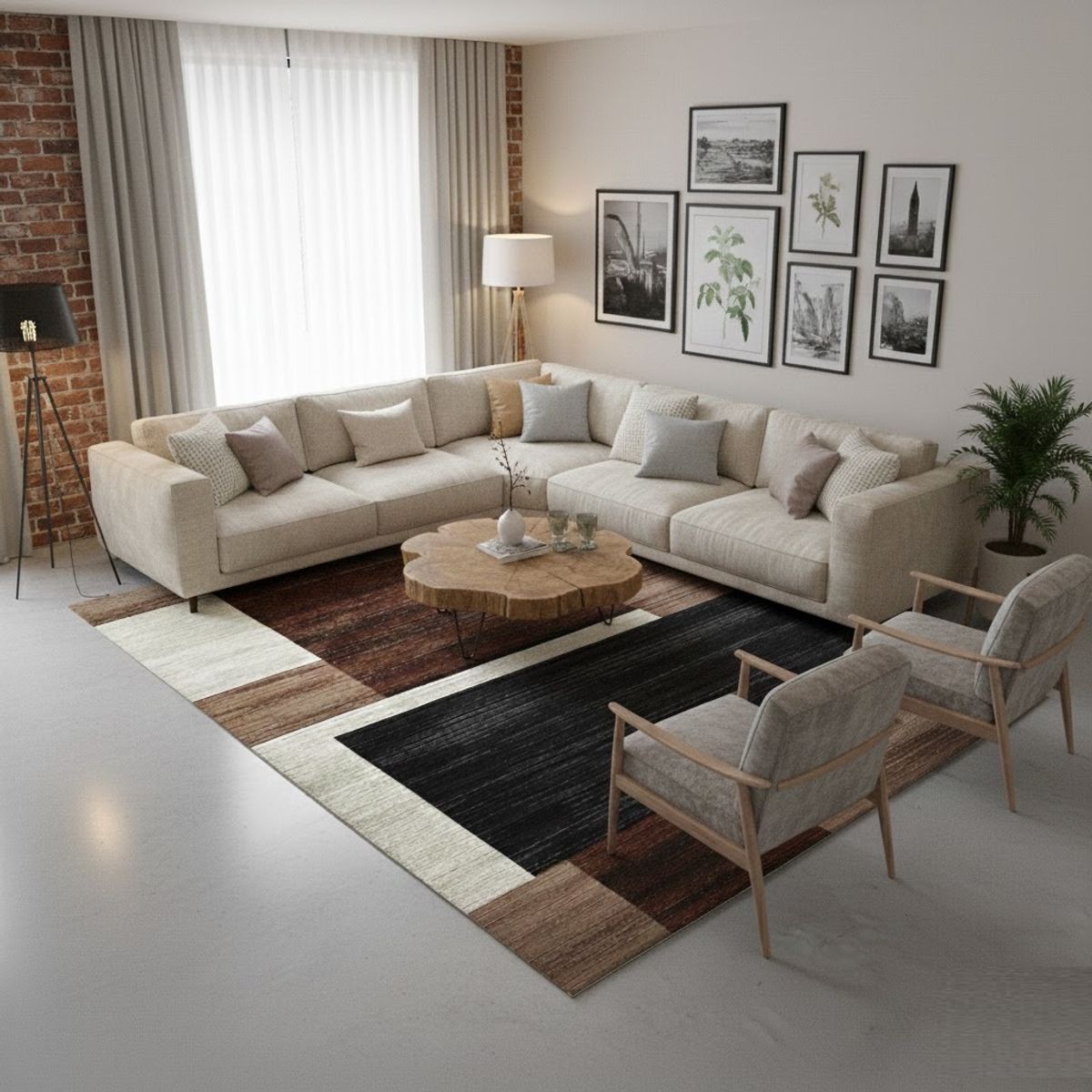 GENERICO - ALFOMBRA PARA LIVING 160X200 DISEÑO GEOMETRICO CAFE MODERNA ELEGANTE WYM Z28